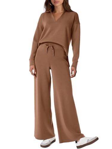 Glamaker Women's Matching Long Sleeve Sweatsuit and Wide Leg Pants Sets