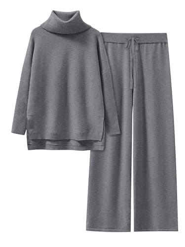 ANRABESS Women's Oversized Turtleneck Sweater Set with Wide Leg PantsFall 2025