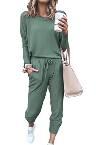 PRETTYGARDEN Women's Crewneck Pullover & High Waisted Pants Set
