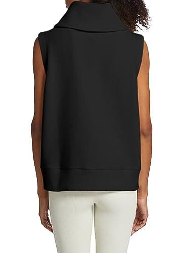 Ribbed Sleeveless Zip Up Sweater Vest for Women