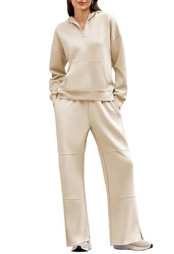 Pink Queen Women's Lounge Outfits Half Zip Hoodie & Sweatpants