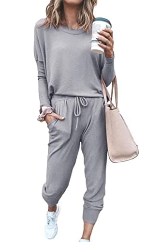 PRETTYGARDEN Women's Crewneck Pullover & High Waisted Pants Set