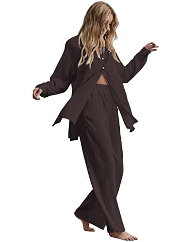 Floerns Women's Longline Blouse & Wide Leg Pants Outfit Set