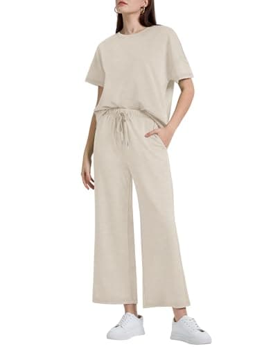 XIEERDUO Women's 2-Piece Loose Pajama Set Pullover Tops & Wide Leg Pants
