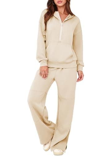 Pink Queen Women's Lounge Outfits Half Zip Hoodie & Sweatpants