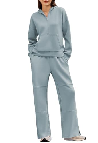 Pink Queen Women's Lounge Outfits Half Zip Hoodie & Sweatpants