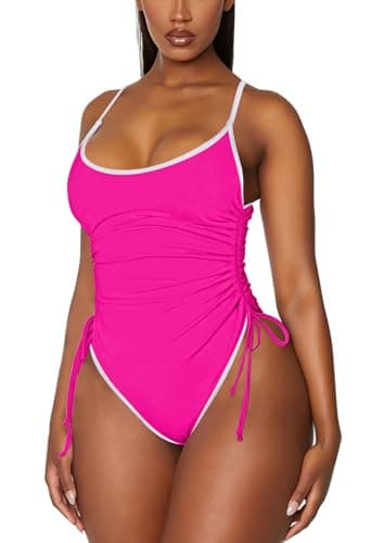 Viottiset Women's Ruched Drawstring One Piece Tummy Control Swim Suit