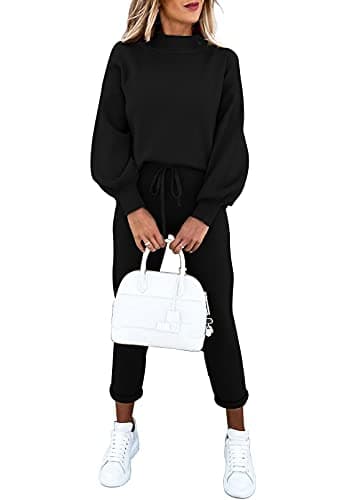 LaSuiveur Women's Two-Piece Knit Sweater & Long Pants Lounge Set