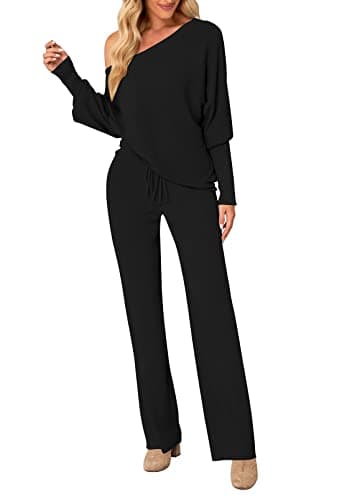 LaSuiveur Women's Long Sleeve Sweater Set with Wide Leg Pants