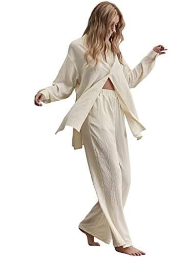 Floerns Women's Longline Blouse & Wide Leg Pants Outfit Set