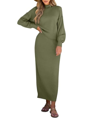 Caracilia Women's Long Sleeve Sweater Skirt Set Fall Outfit