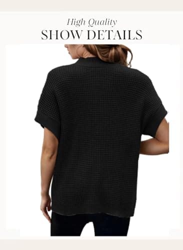 Zeagoo 2024 Women's Oversized Ribbed Knit Sweater Vest - Mock Neck, Batwing Short Sleeve, Fall Pullover (S-XXL)