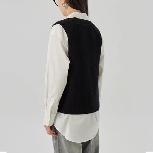 Blostirno Women's V-Neck Knit Sweater Vest Tops