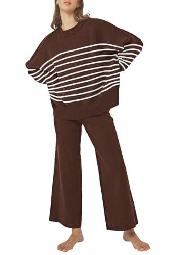 Pink Queen Women's 2-Piece Knit Outfit Set: Sweater & Wide Leg Pants