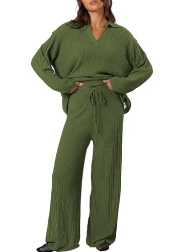 Cakulo Women's 2024 Lounge Set Matching Sweater Wide Leg Lounge Wear