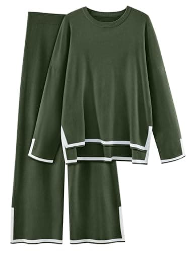 LILLUSORY Women's Fall 2 Piece Lounge Outfits Sweatsuit Wide Leg Pants