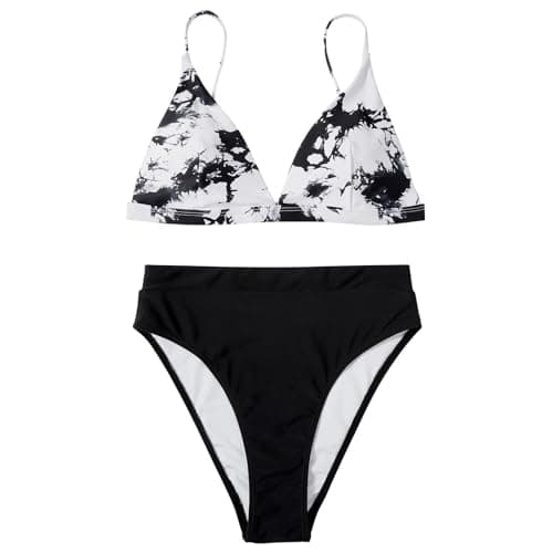 YNCSZEC Women's High-Waisted Spaghetti Strap Push-Up Bikini Swimsuit V-Neck Cheeky Two-Piece