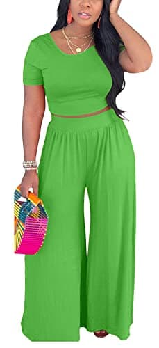 BFFBABY Women's Sexy Backless Crop Top & High Waist Wide Leg Pants Set