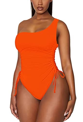 Viottiset Women's One Shoulder Ruched Swimsuit with Tummy Control