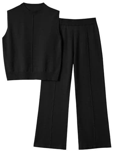 LILLUSORY Women's Summer 2-Piece Mock Neck Sweater Set Tracksuit