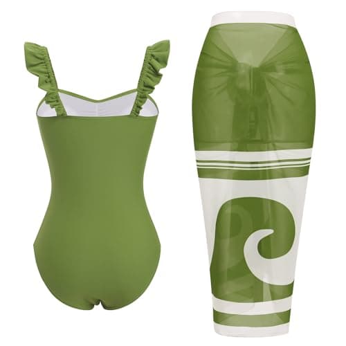 IDOPIP Women's One Piece Swimsuit with Beach Cover-Up Sarong Bikini Set