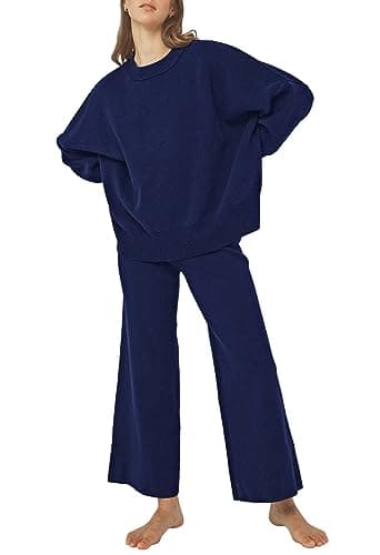 Pink Queen Women's 2-Piece Knit Outfit Set: Sweater & Wide Leg Pants