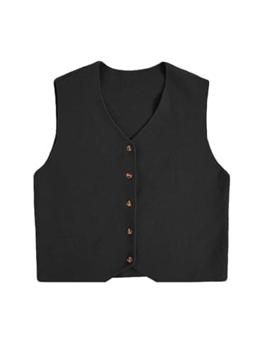 Verdusa Women's Sleeveless Button Front Old Money Knit Sweater Vest