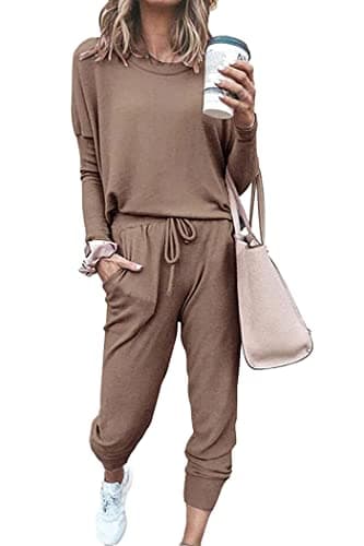PRETTYGARDEN Women's Crewneck Pullover & High Waisted Pants Set