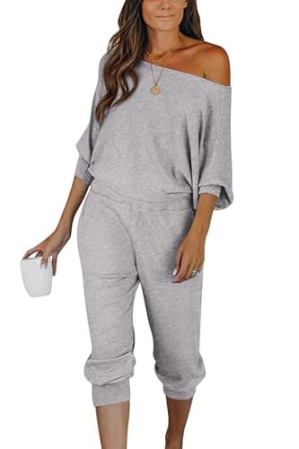 PRETTYGARDEN Women's 2-Piece Ribbed Pullover and Pants Set