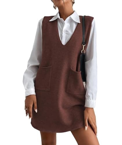 SEMATOMALA Women's Oversized Long Sleeveless V-Neck Knit Vest