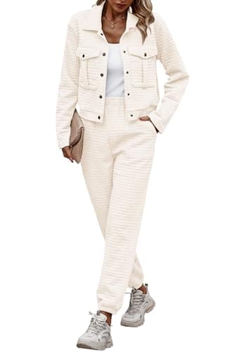 PRETTYGARDEN Women's 2025 Winter Tracksuit Long Sleeve Shacket Casual Set