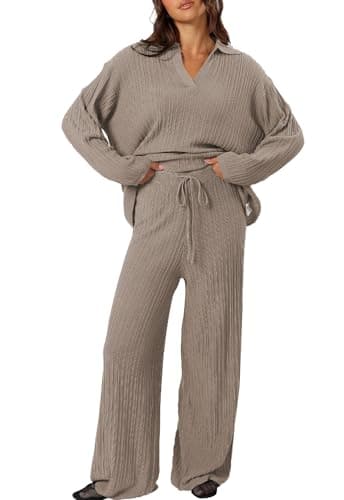 Cakulo Women's 2024 Lounge Set Matching Sweater Wide Leg Lounge Wear