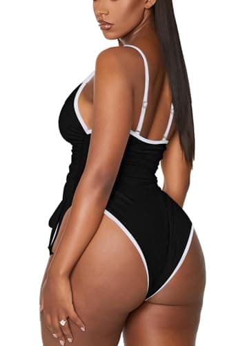 Viottiset Women's High Cut Ruched One Piece Swimsuit with Tummy Control