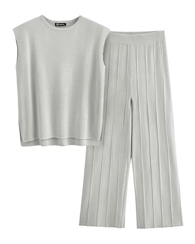 PRETTYGARDEN Women's High-Low Pullover & Wide Leg Pants Casual Sweater Set