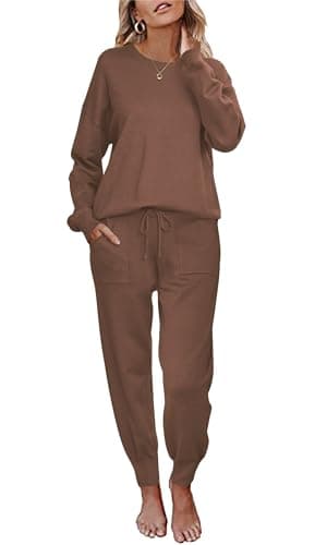 Ekouaer Women's Long Sleeve Pajama Set with Pockets S-XXL