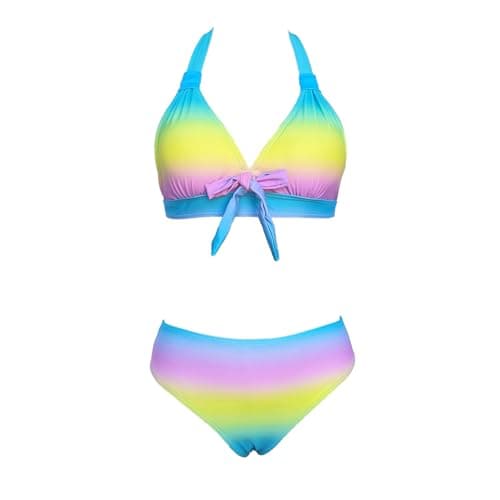 Cethrio Plus Size Vintage Printed Tummy Control Bikini Set