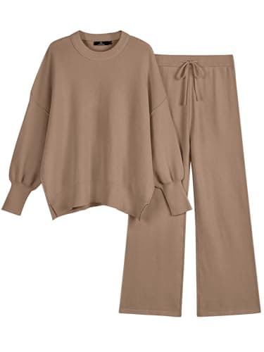 LILLUSORY Women's Oversized Knit Sweatsuit with Wide Leg Pants