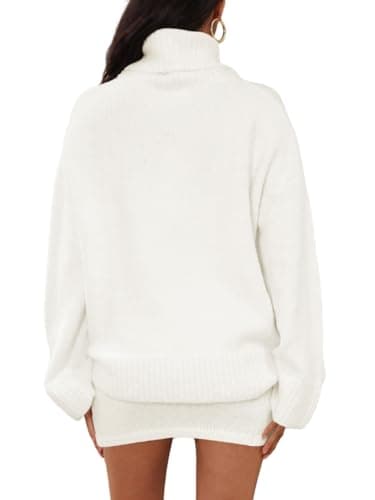 Langwyqu Women's 2 Piece Fall Outfit: Turtleneck Sweater & Mini Skirt Trendy Loungewear