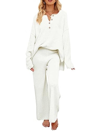 MEROKEETY Women's Long Sleeve Knit Sweater & Pants Set
