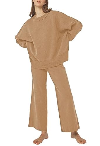Pink Queen Women's 2-Piece Knit Outfit Set: Sweater & Wide Leg Pants
