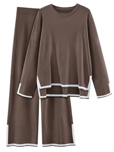 LILLUSORY Women's Fall 2 Piece Lounge Outfits Sweatsuit Wide Leg Pants