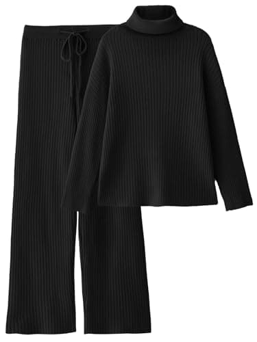 LILLUSORY Women's Cozy Turtleneck Sweater & Wide Leg Pants Set