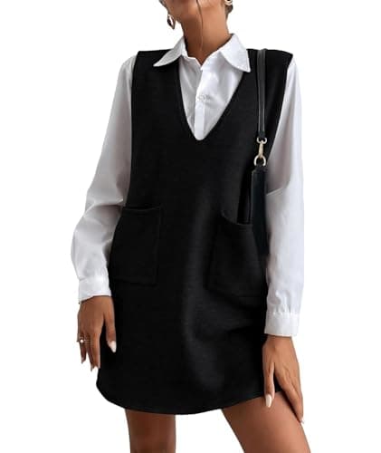 SEMATOMALA Women's Oversized Long Sleeveless V-Neck Knit Vest