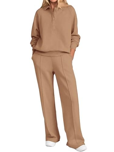 PRETTYGARDEN Women's Long Sleeve Sweatshirt & Wide Leg Pants Tracksuit