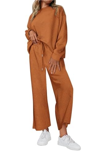 PRETTYGARDEN Women's Casual Long Sleeve Pullover Top & Wide Leg Pants Set
