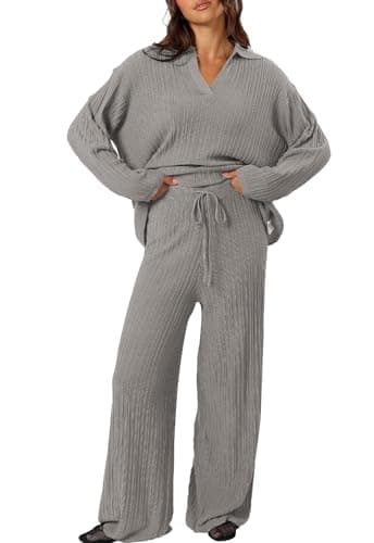Cakulo Women's 2024 Lounge Set Matching Sweater Wide Leg Lounge Wear