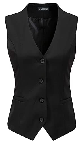 V VOCNI Women's Lined 4-Button V-Neck Dress Suit Vest