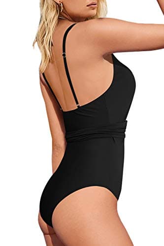 Upopby Women's Sexy Cut Out V Neck High Waisted One Piece Swimsuit