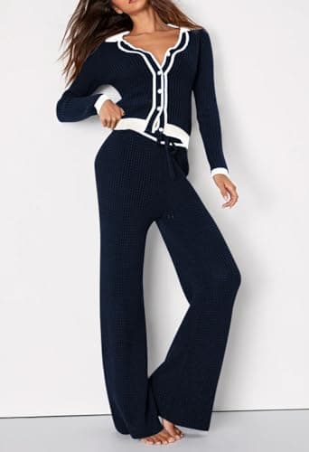 Viottiset Women's Long Sleeve Sweatshirt and Wide Leg Sweatpants Set