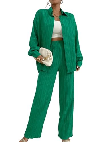 Floerns Women's Longline Blouse & Wide Leg Pants Outfit Set